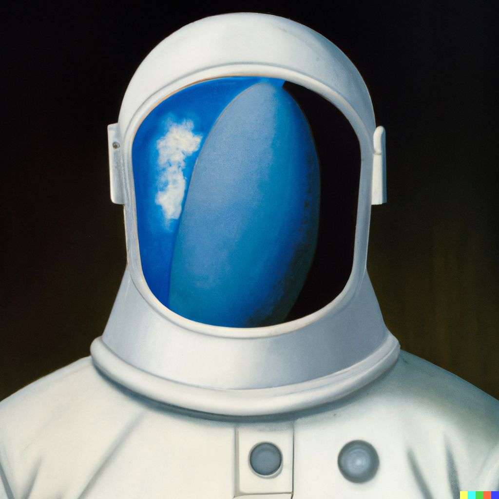 an astronaut, painting by Rene Magritte